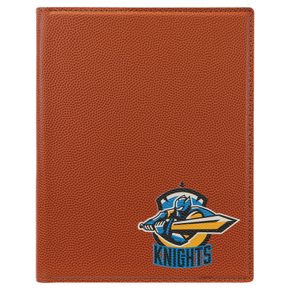 7" x 9" Basketball laser engraved leatherette portfolio with notepad, custom logo padfolio