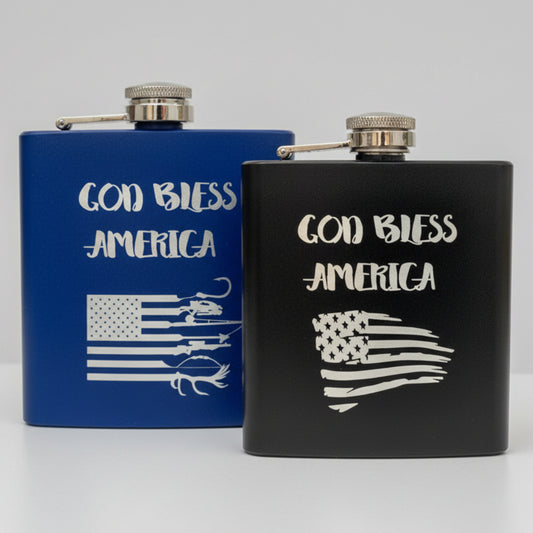 God Bless America Flask Stainless Steel Gift Laser Engraved