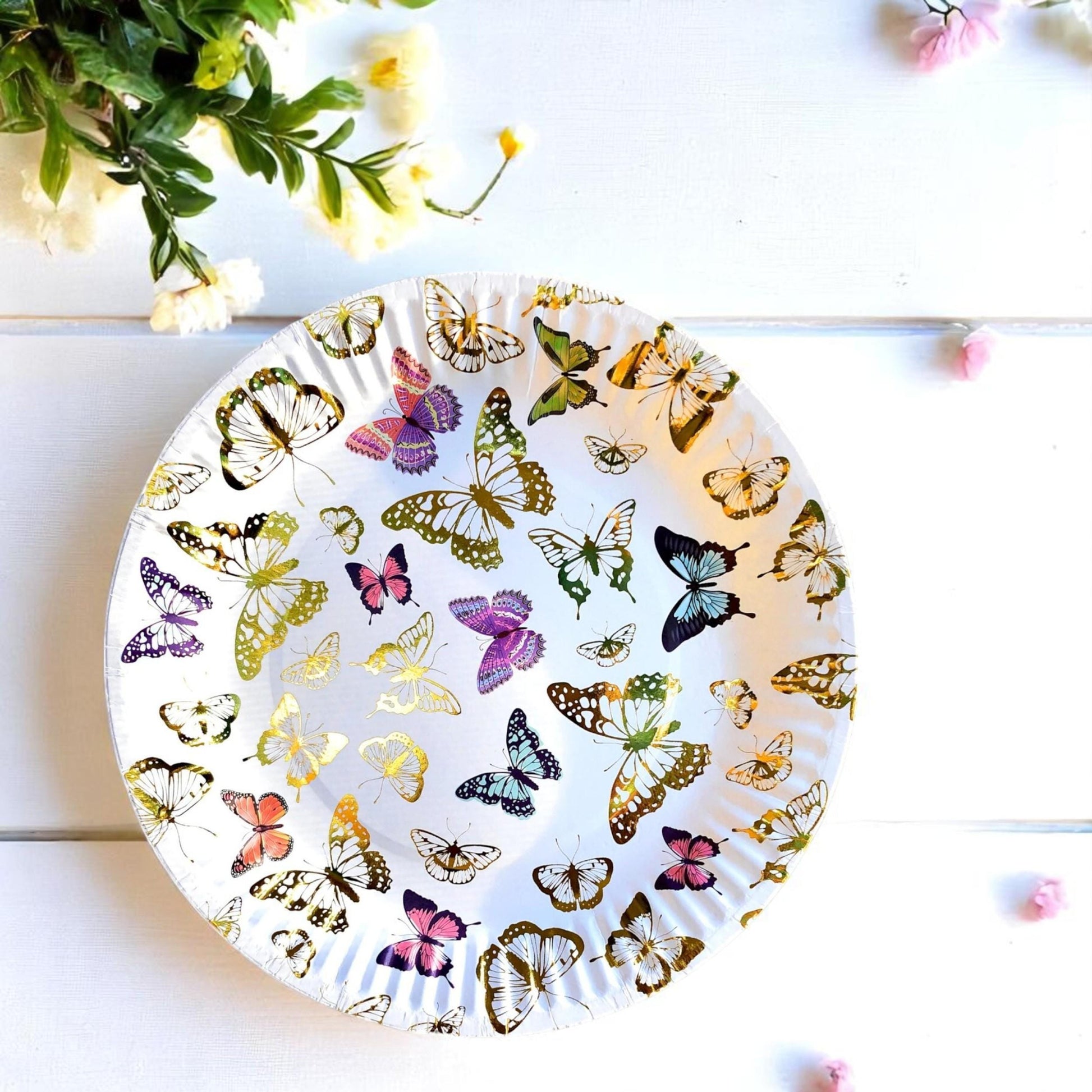 Gold Butterfly Theme Dessert Paper Plates Baby Shower Birthday Decoration Party Decorations