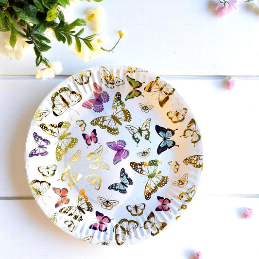 Gold Butterfly Theme Dessert Paper Plates Baby Shower Birthday Decoration Party Decorations