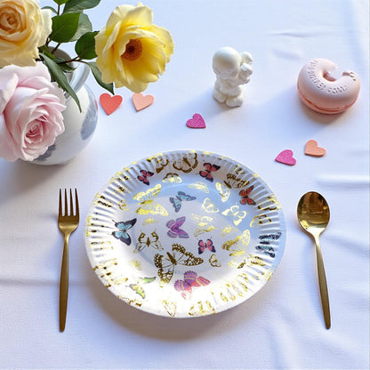 Gold Butterfly Theme Dessert Paper Plates Baby Shower