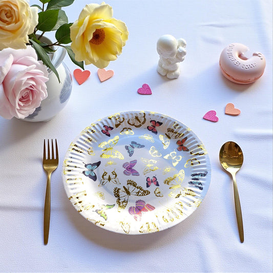 Gold Butterfly Theme Dessert Paper Plates Baby Shower