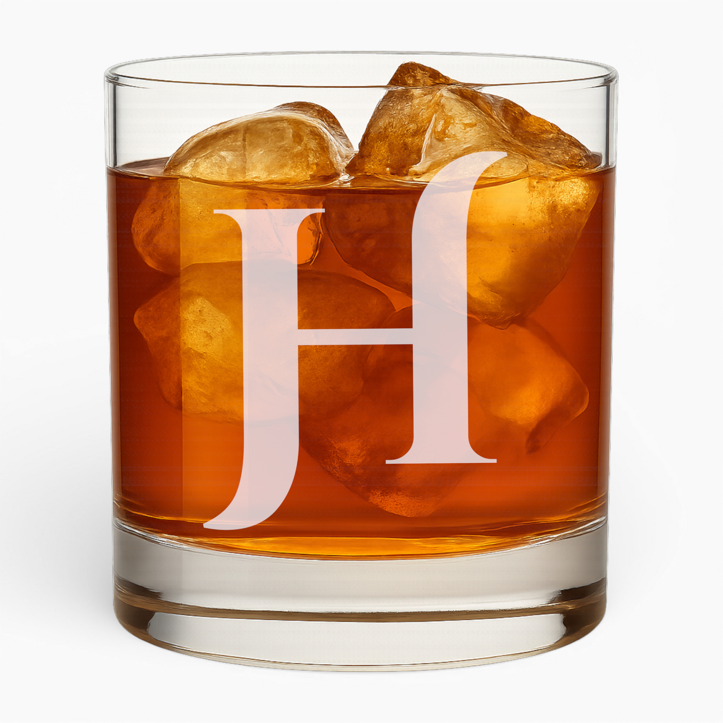 10.5 oz Whiskey Glass with Engraved Letter – Minimalist Design Alphabet