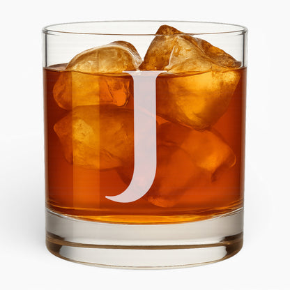10.5 oz Whiskey Glass with Engraved Letter – Minimalist Design Alphabet