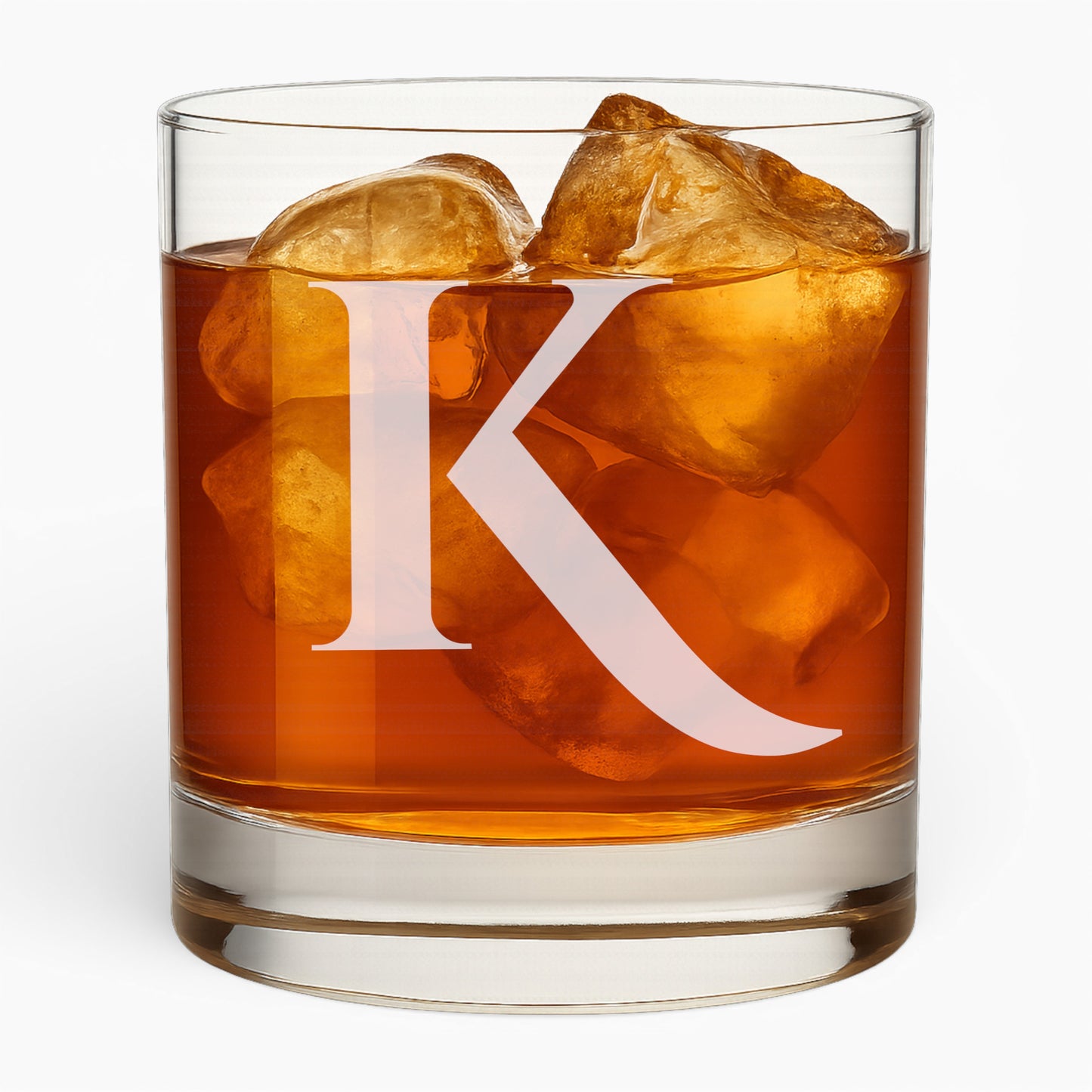 10.5 oz Whiskey Glass with Engraved Letter – Minimalist Design Alphabet