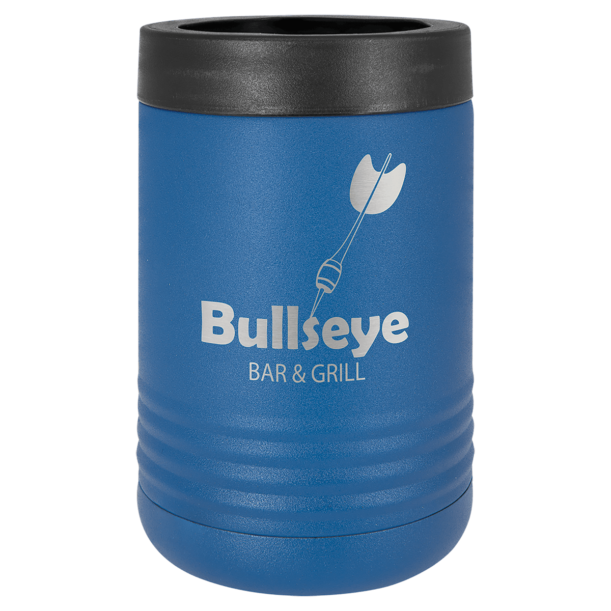 Royal Blue laser engraved custom logo insulated stainless steel can holder