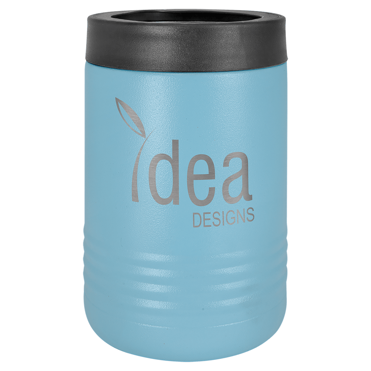 Light Blue laser engraved custom logo insulated stainless steel can holder