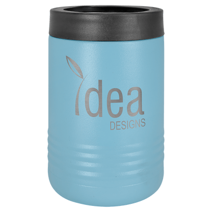 Light Blue laser engraved custom logo insulated stainless steel can holder