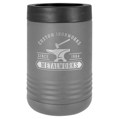 Dark Gray laser engraved custom logo insulated stainless steel can holder