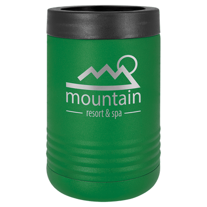 Green laser engraved custom logo insulated stainless steel can holder