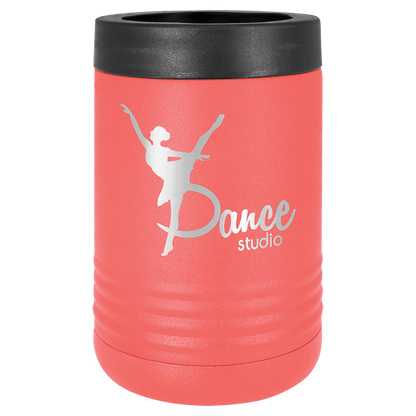Coral laser engraved custom logo insulated stainless steel can holder