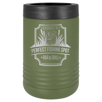 Olive Green laser engraved custom logo insulated stainless steel can holder