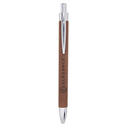 Dark brown engraved leatherette pen