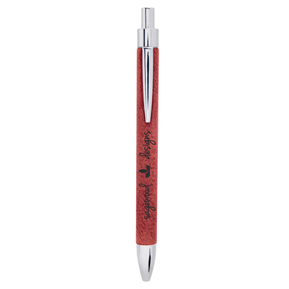 Rose engraved leatherette pen