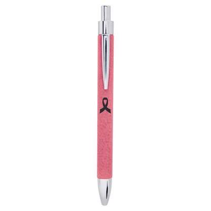 Pink engraved leatherette pen