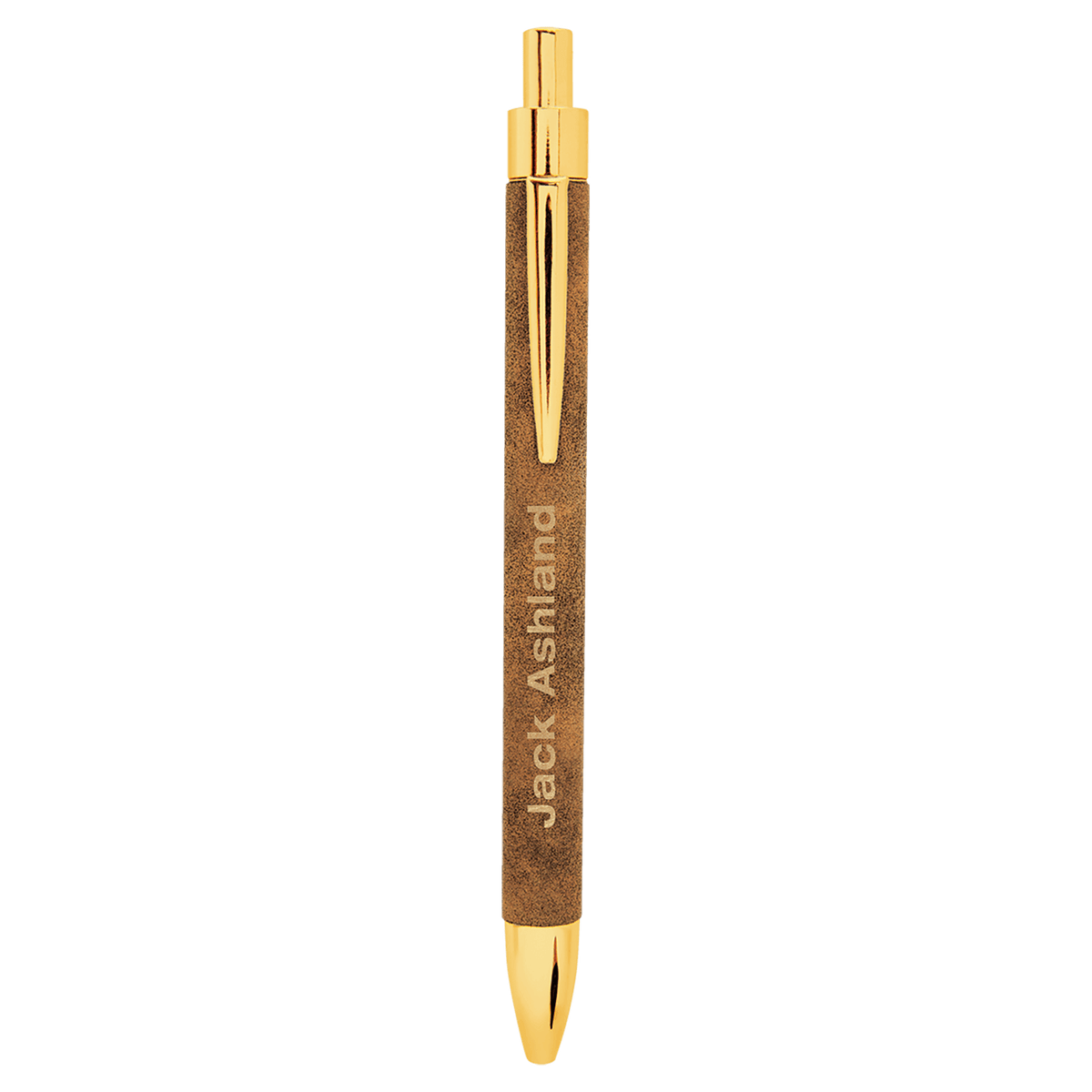 Rustic and gold engraved leatherette pen