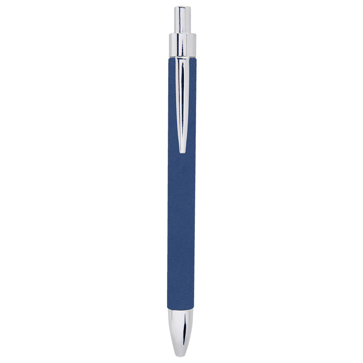 Blue and silver engraved leatherette pen, second view