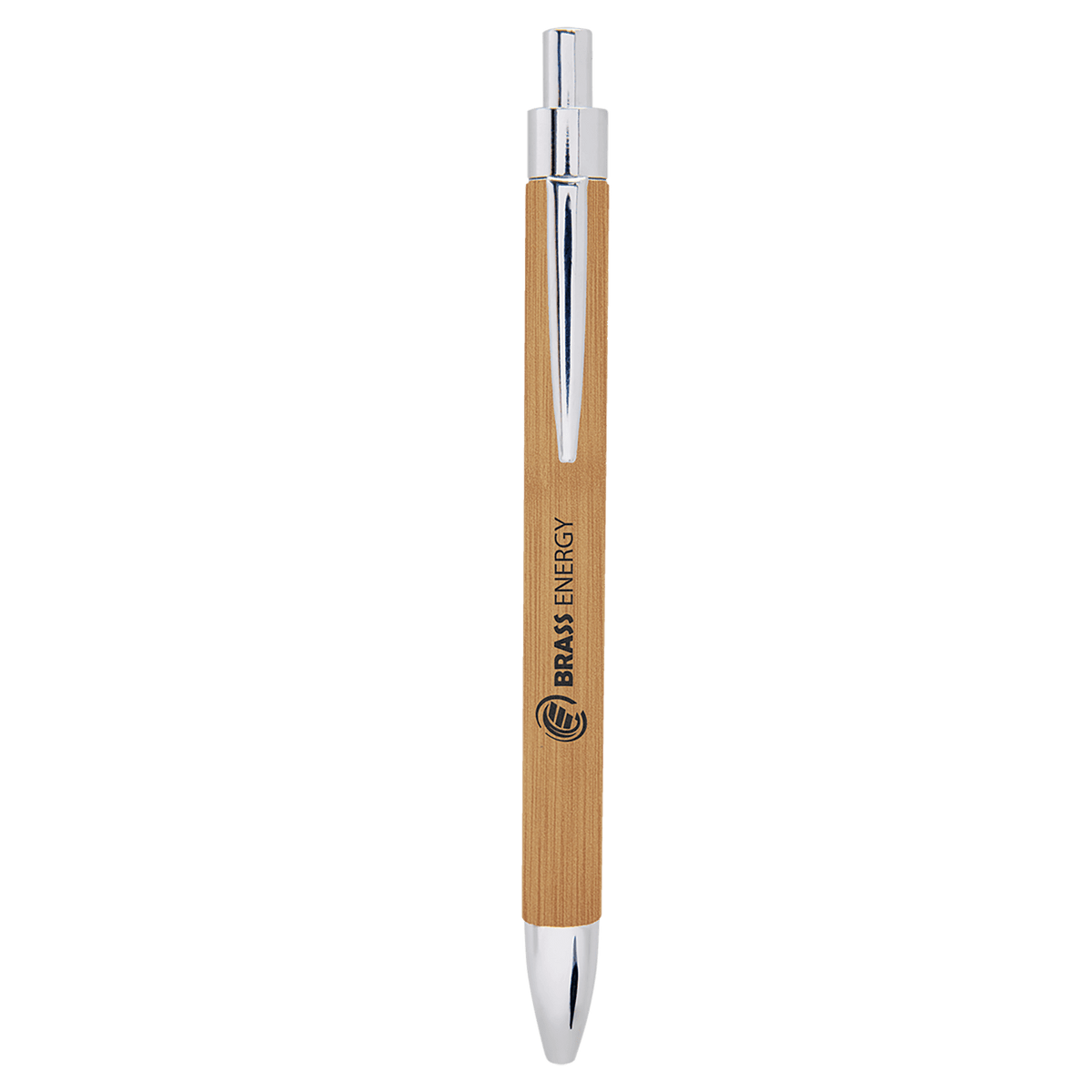 Bamboo color engraved leatherette pen