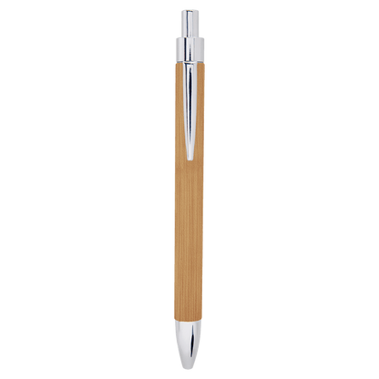 Bamboo color engraved leatherette pen, second view