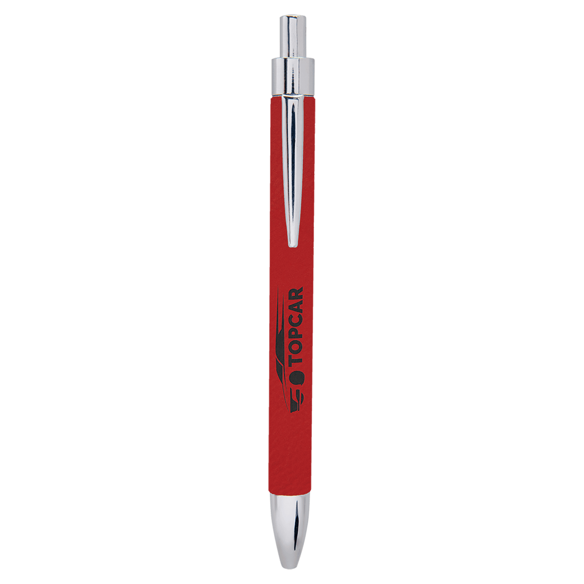 Red engraved leatherette pen
