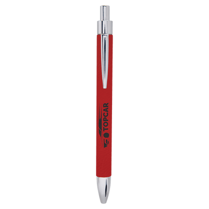 Red engraved leatherette pen