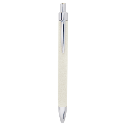 White engraved leatherette pen, second view