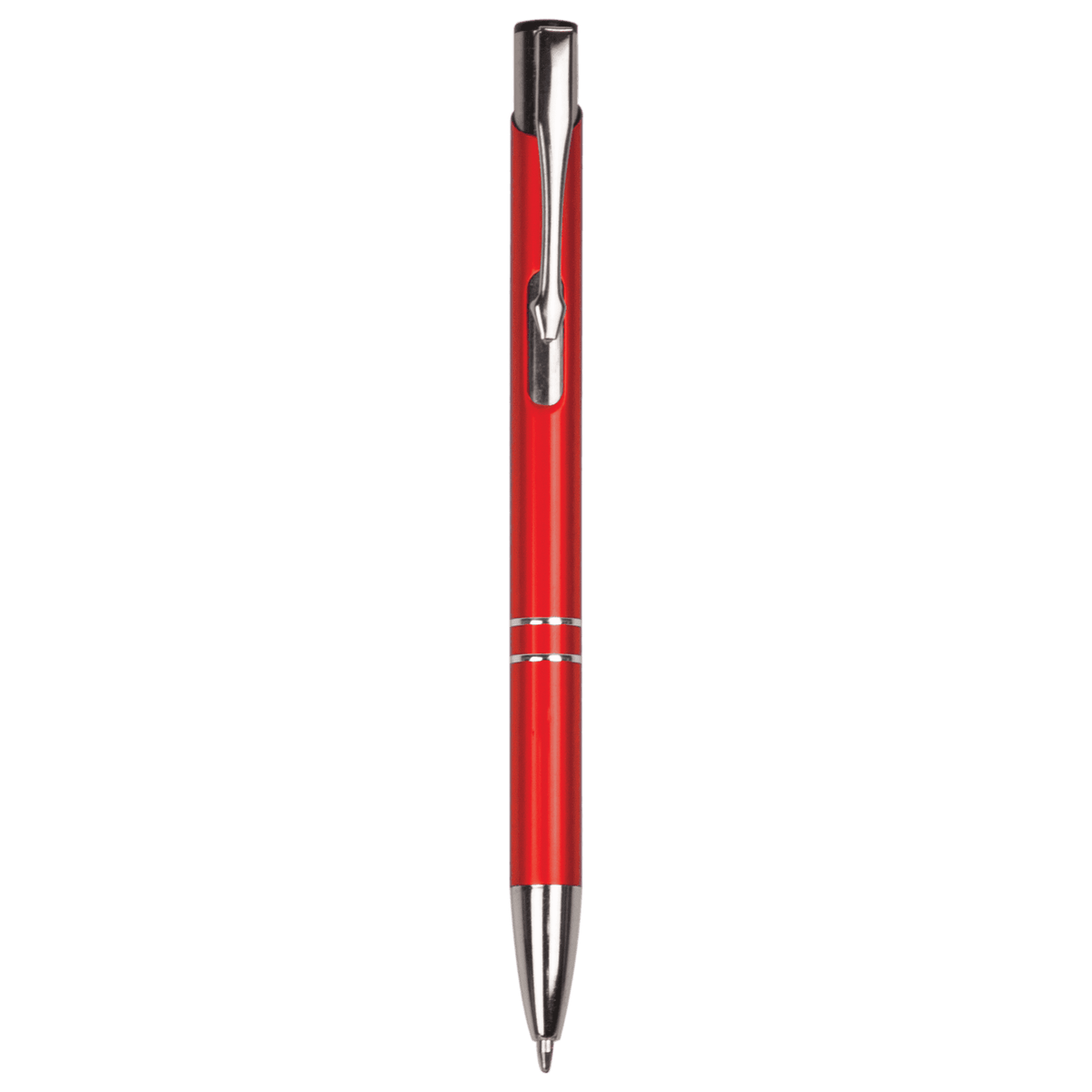 Red engraved aluminum pen with silver trim