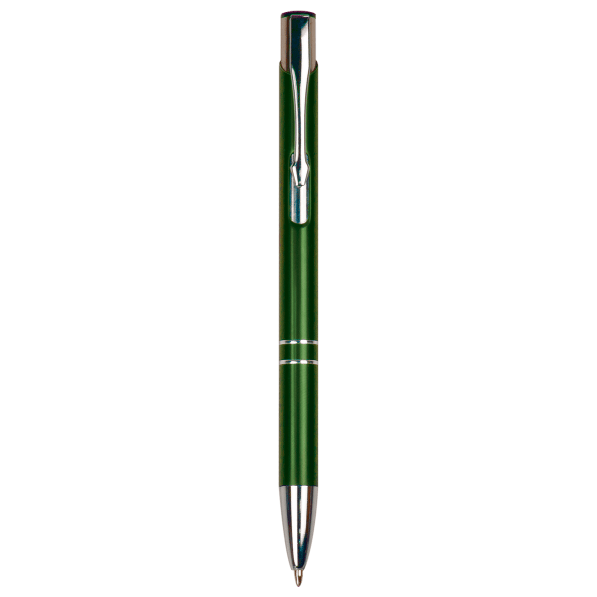 Green engraved aluminum pen with silver trim