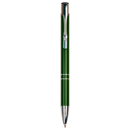 Green engraved aluminum pen with silver trim