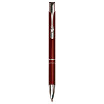 Burgundy engraved aluminum pen with silver trim