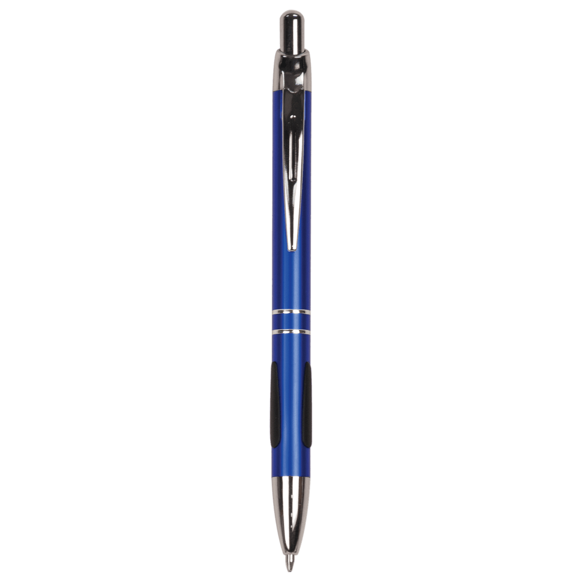 Blue engraved aluminum pen with gripper