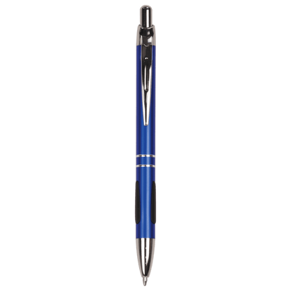Blue engraved aluminum pen with gripper