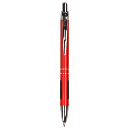 Red engraved aluminum pen with gripper