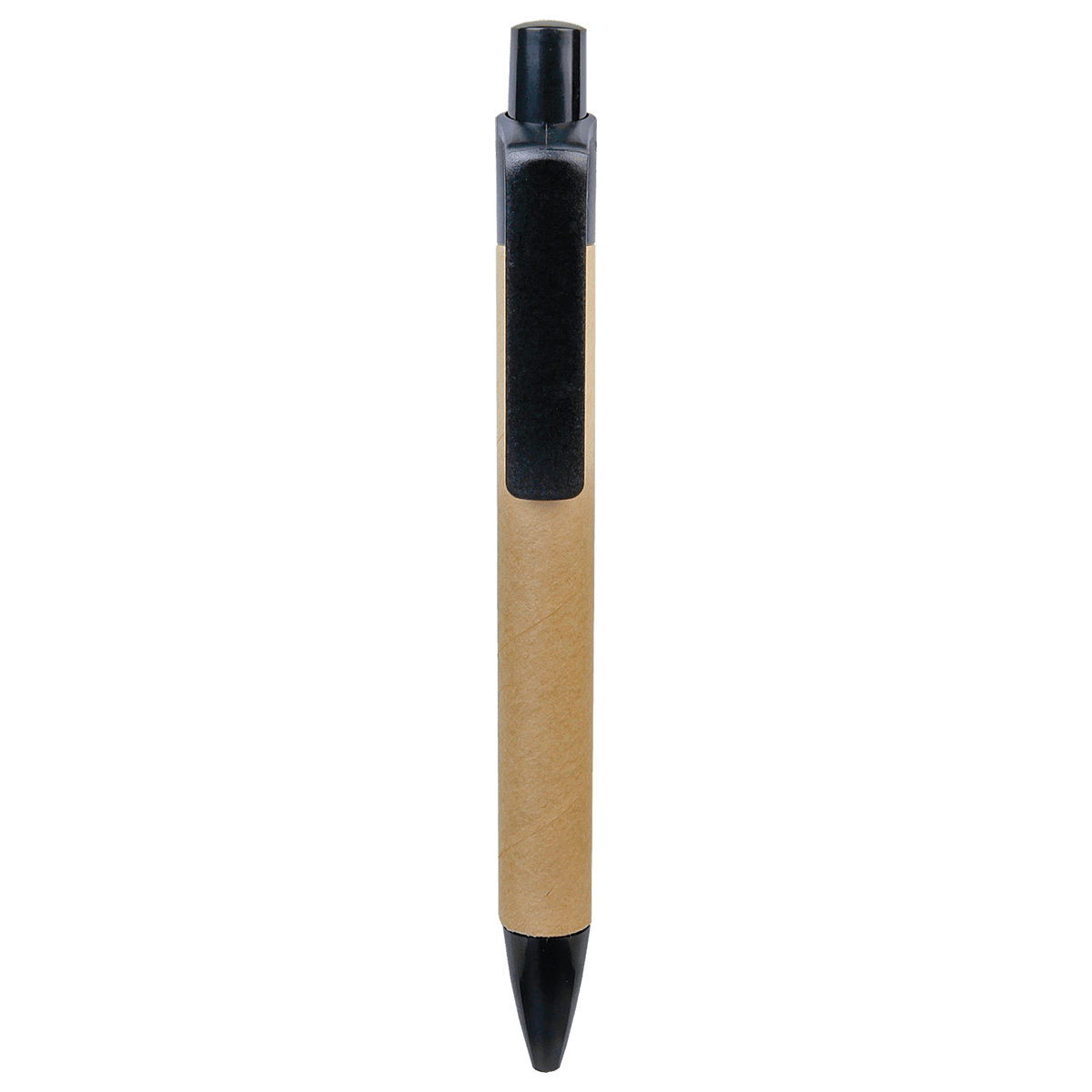 Recycled paper engraved pen with black trim