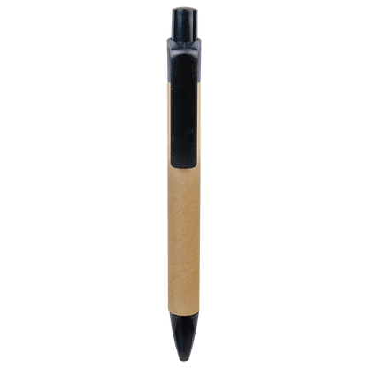 Recycled paper engraved pen with black trim