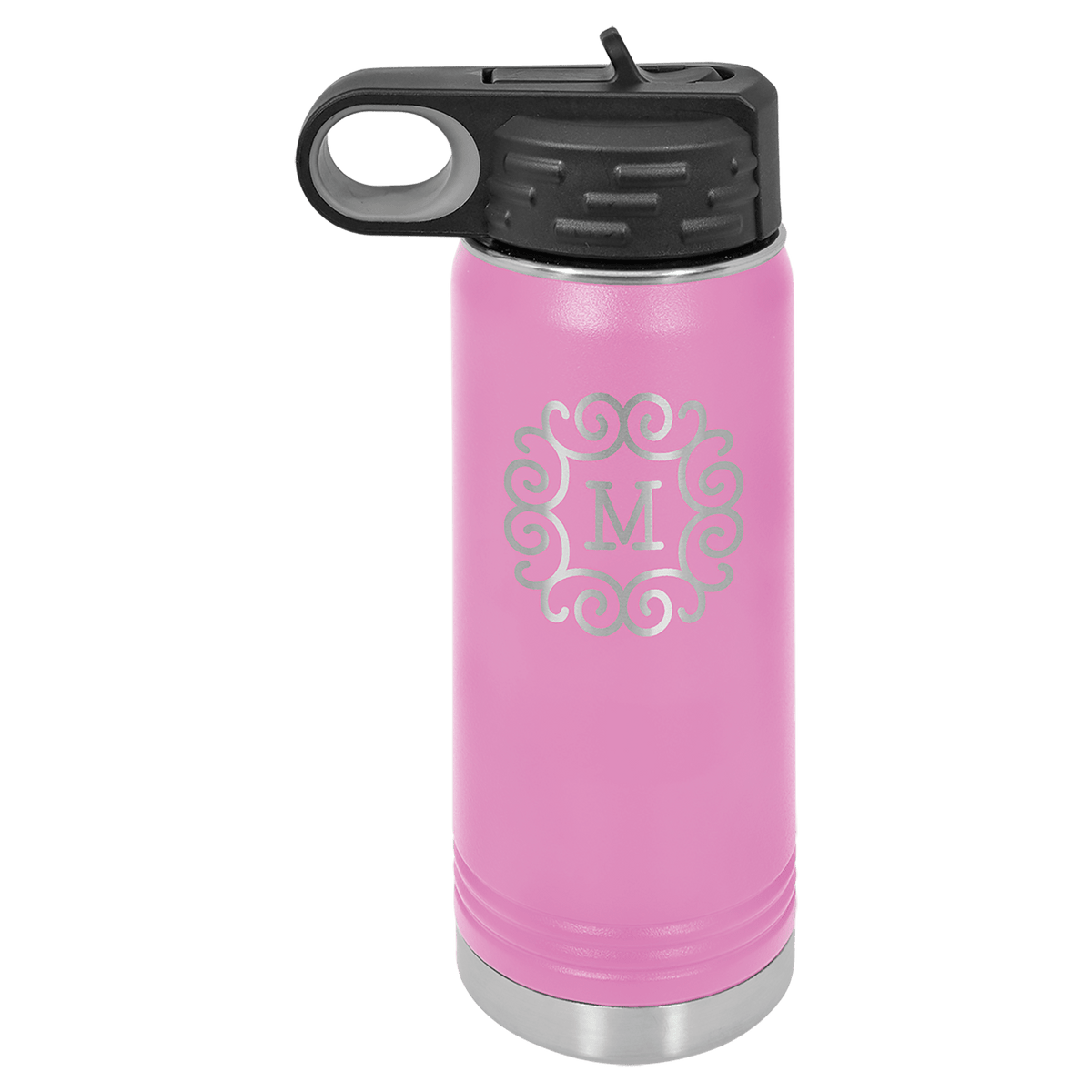 Light Purple 20 oz laser engraved custom logo water bottle with straw lid
