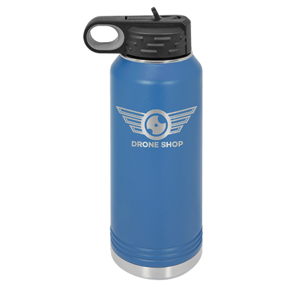 Royal Blue 32 oz laser engraved custom logo water bottle with straw lid