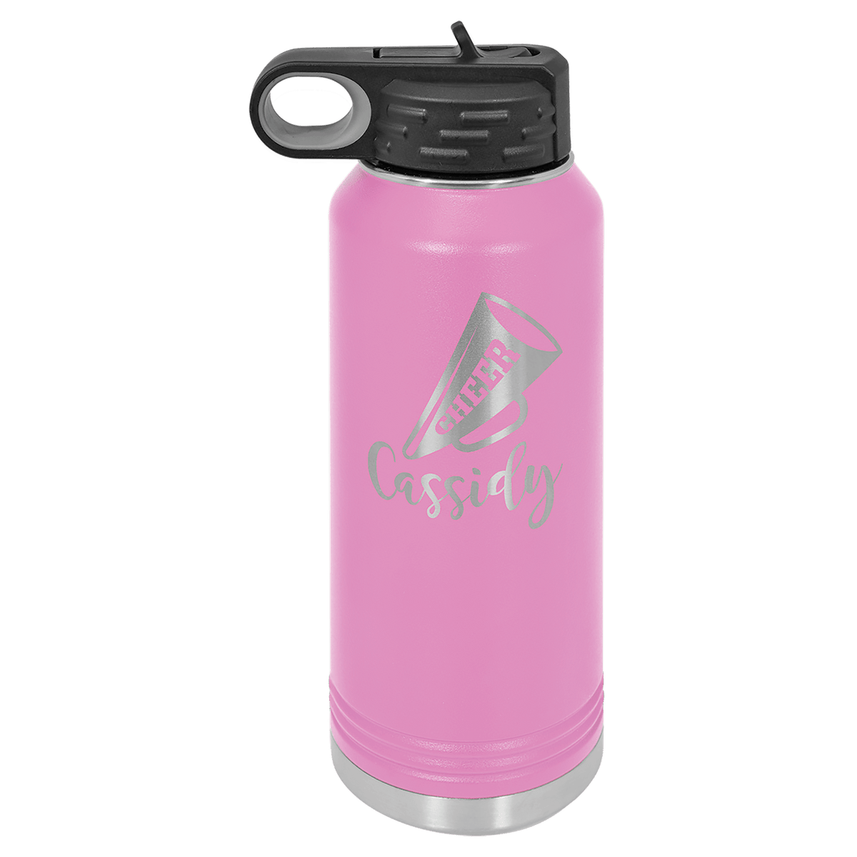 Light Purple 32 oz laser engraved custom logo water bottle with straw lid