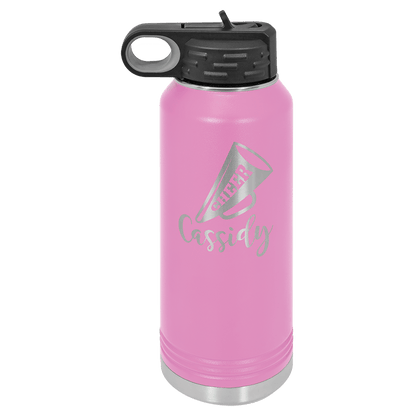 Light Purple 32 oz laser engraved custom logo water bottle with straw lid