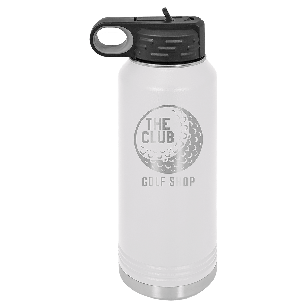 White 32 oz laser engraved custom logo water bottle with straw lid