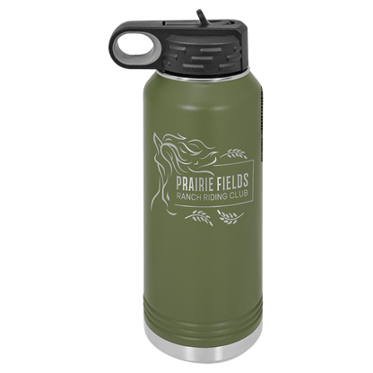 Olive Green 32 oz laser engraved custom logo water bottle with straw lid