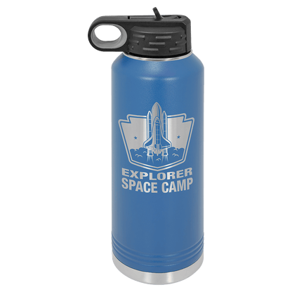 Royal Blue 40 oz laser engraved custom logo water bottle with straw lid