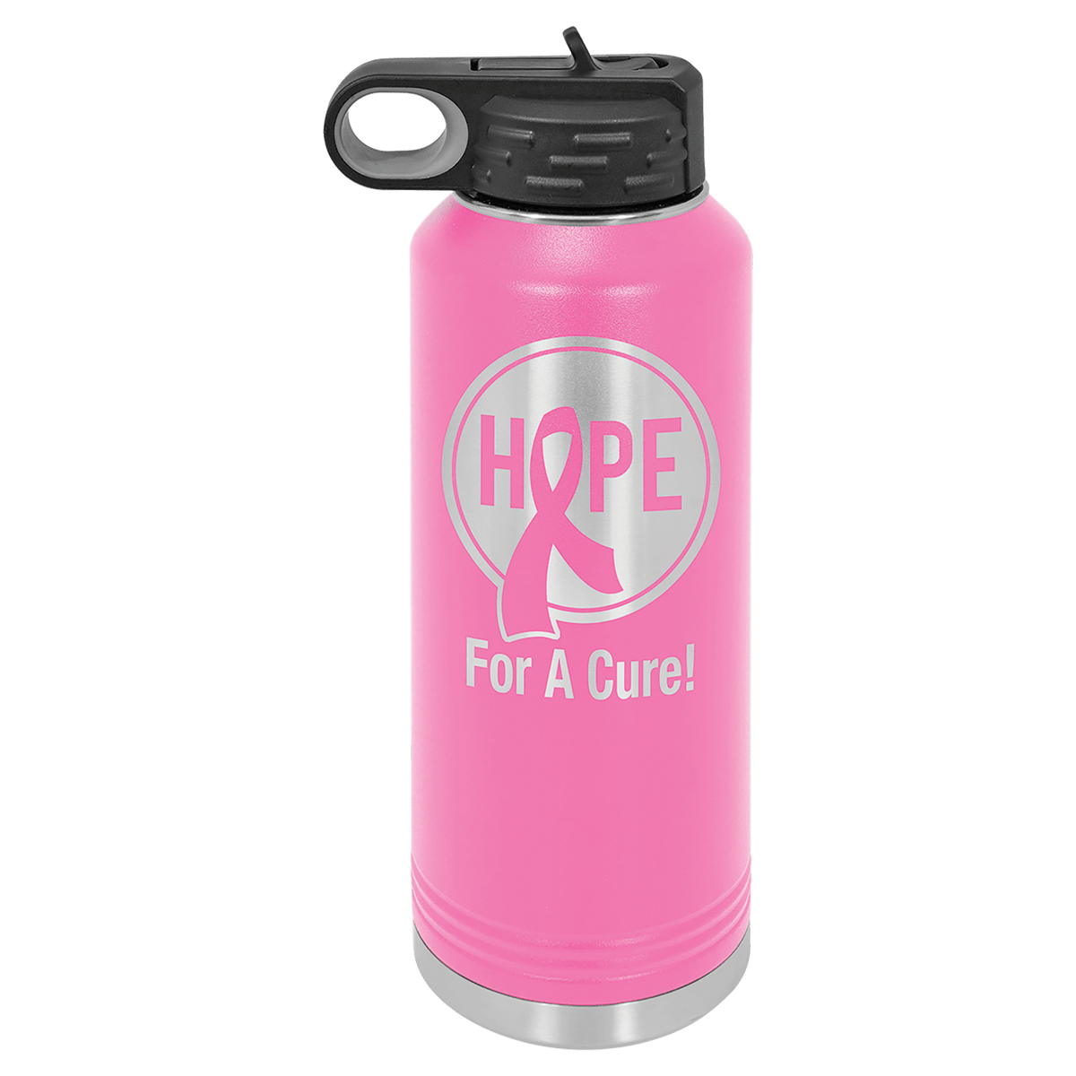 Pink 40 oz laser engraved custom logo water bottle with straw lid