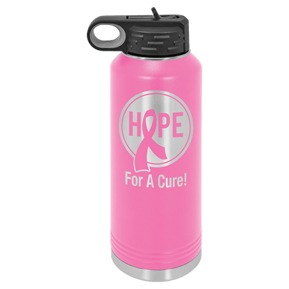 Pink 40 oz laser engraved custom logo water bottle with straw lid
