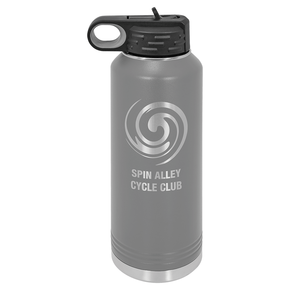 Dark Gray 40 oz laser engraved custom logo water bottle with straw lid