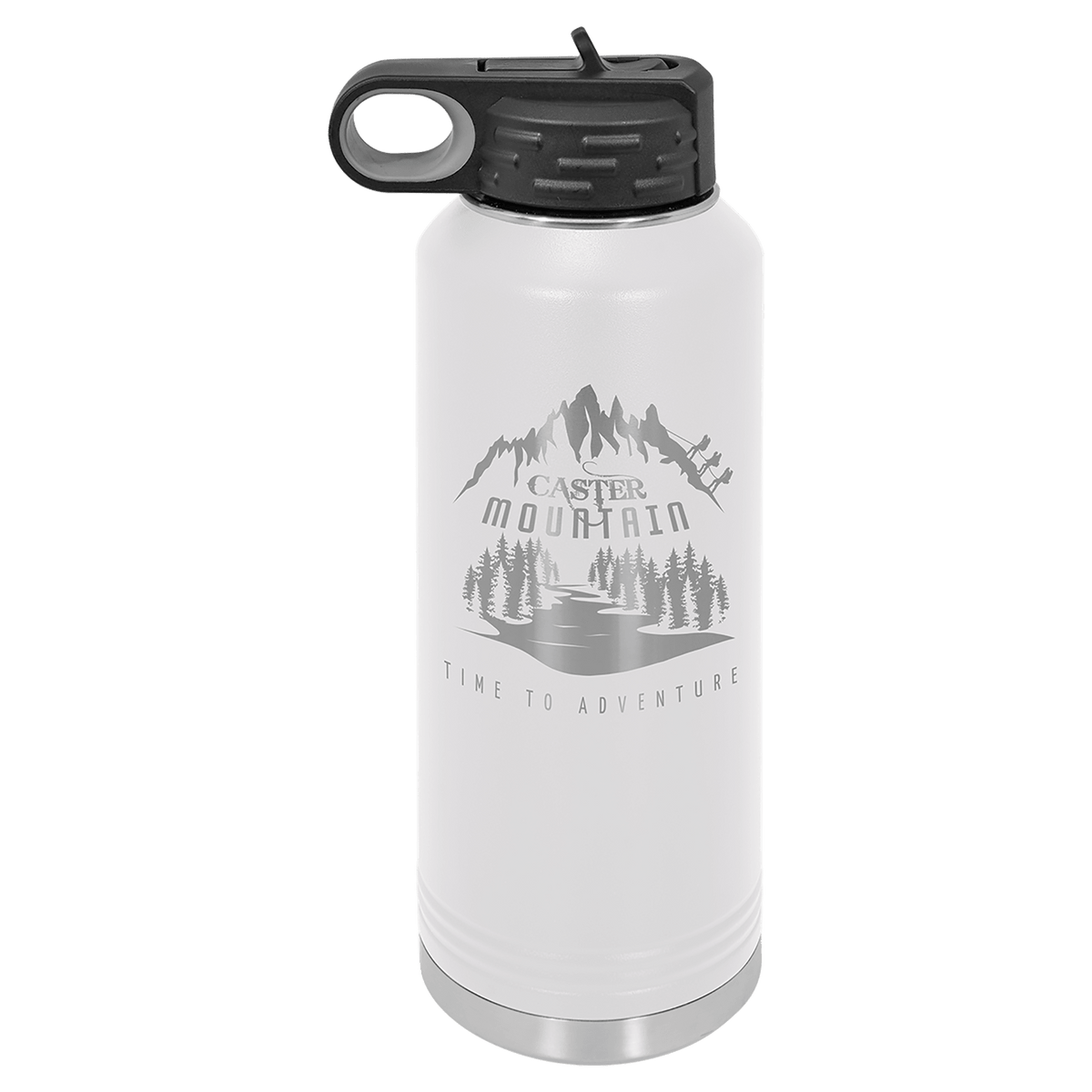 White 40 oz laser engraved custom logo water bottle with straw lid