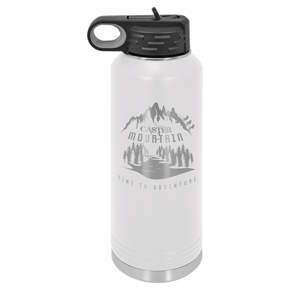 White 40 oz laser engraved custom logo water bottle with straw lid