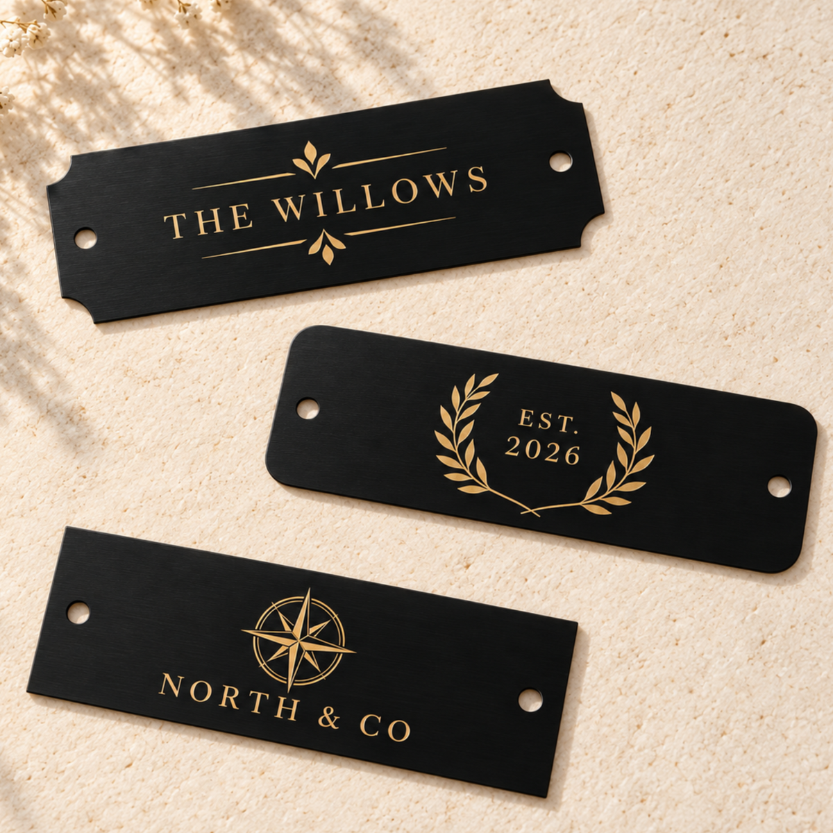 Laserable Black Brass Plate with Notched Corners 