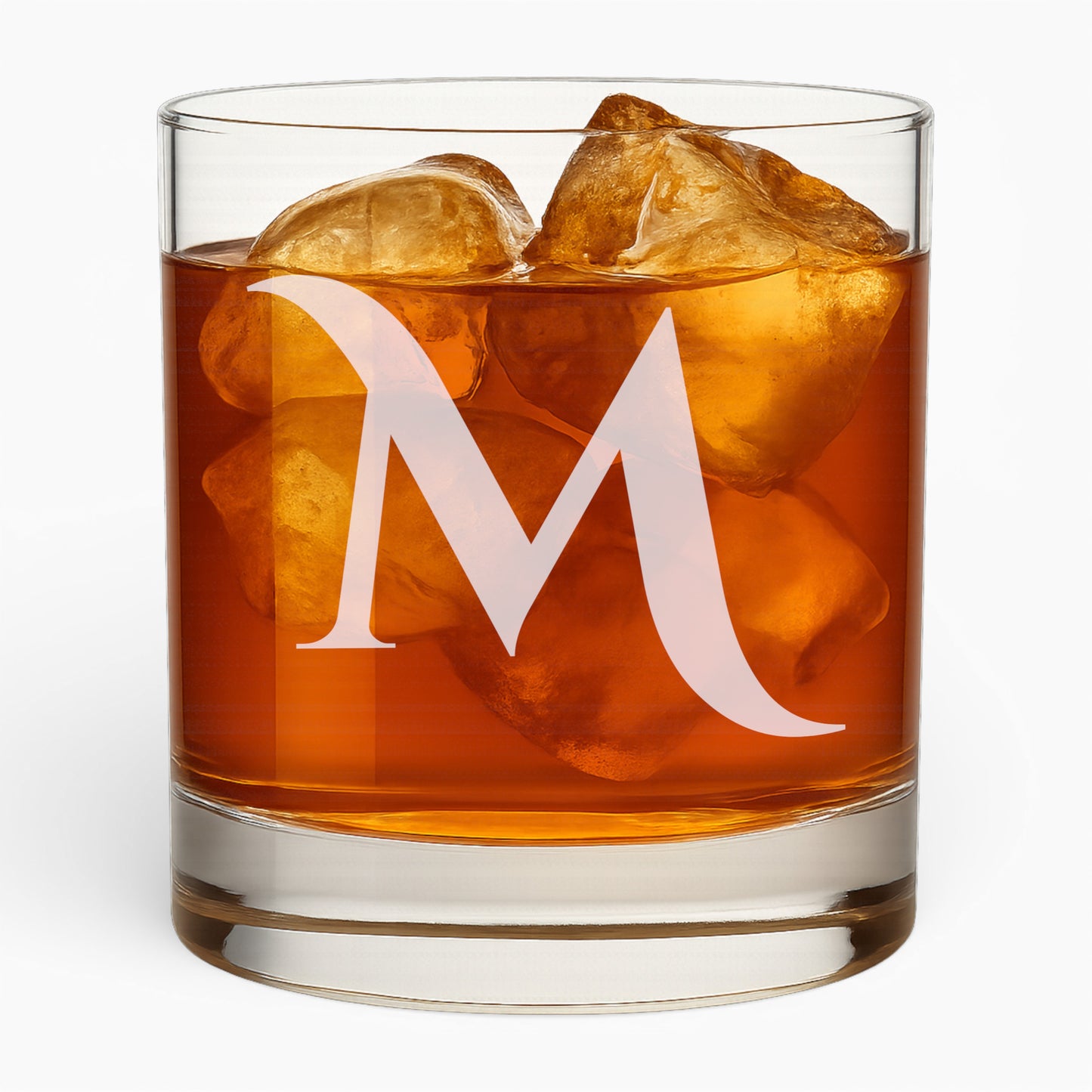 10.5 oz Whiskey Glass with Engraved Letter – Minimalist Design Alphabet