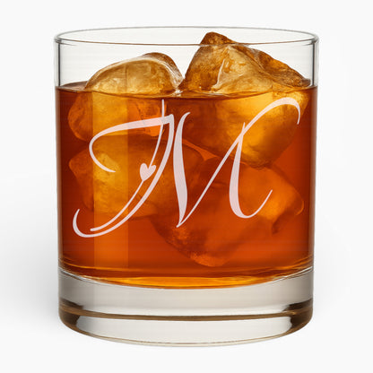 10.5 oz Love Letter Whiskey Glass - Romantic Engraved Design